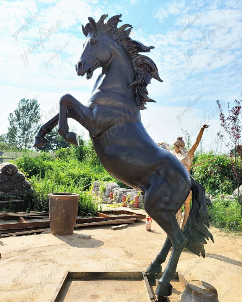 Outdoor Life-Size Metal Rearing Horse Statue BOKK-236 - Bronze Horse Statues - 13