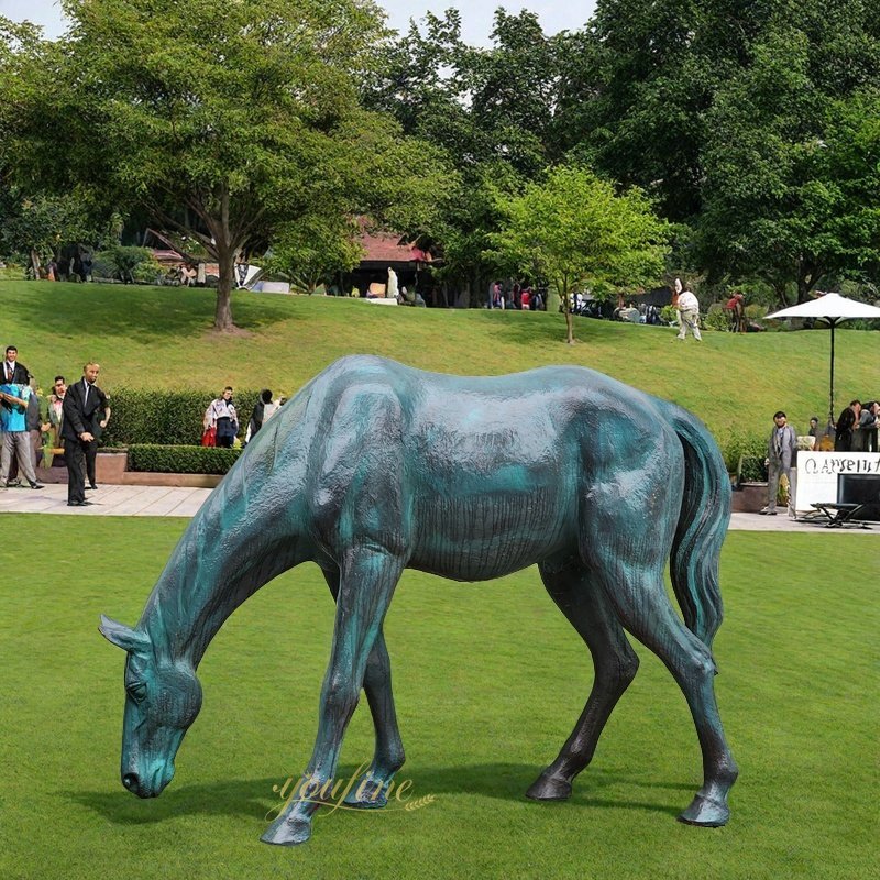 bronze Grazing Horse Statue