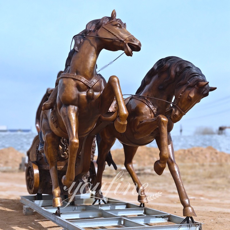 bronze Horse Drawn Chariot Statue