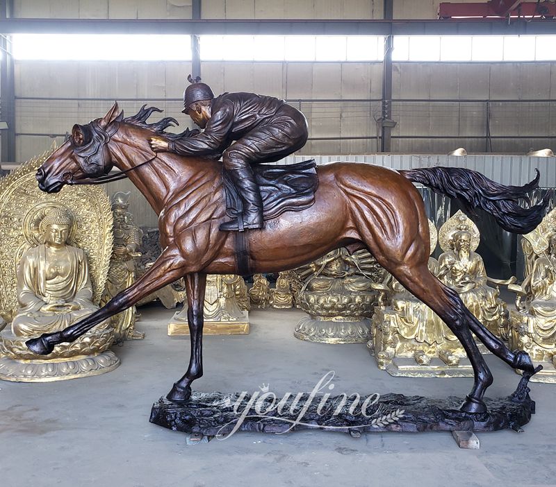 bronze Racing Horse Statue