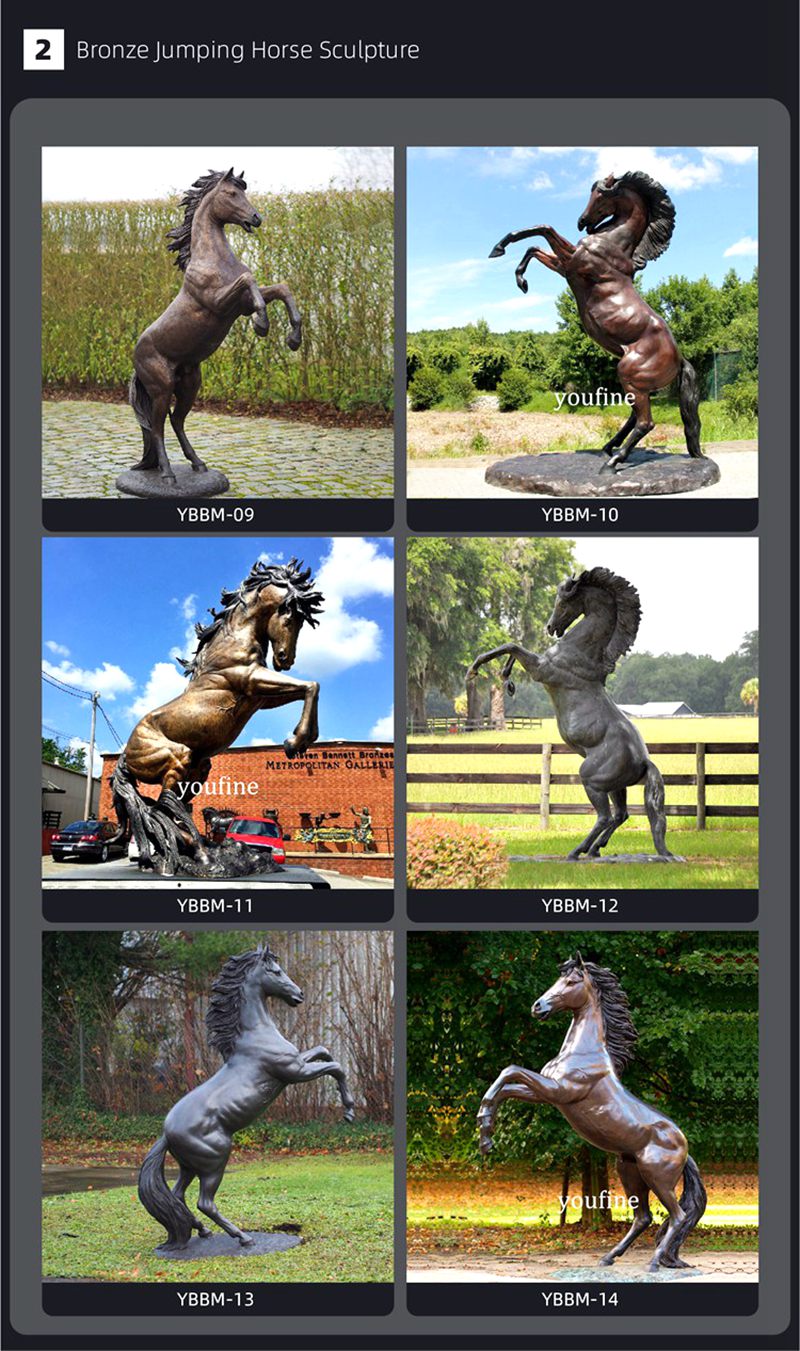 Bronze Black Horse Sculpture with Hoof Raised BOKK-827 - Bronze Horse Statues - 7