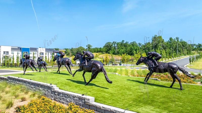 bronze horse man sculpture