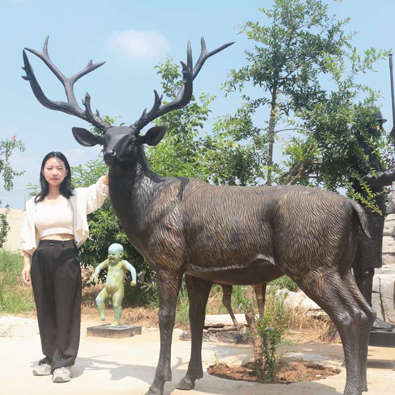  Life Size Bronze Deer Statues -  - 22
