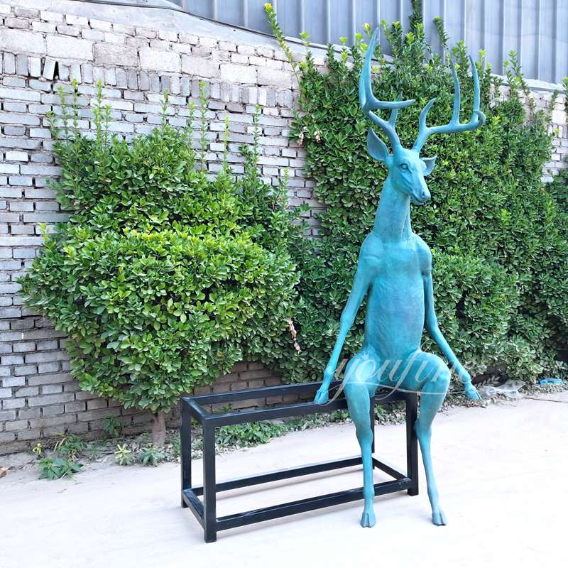 Life Size Bronze Sitting Scioto Lounge Deer Statue Foundry Price - Bronze Deer Sculpture - 7