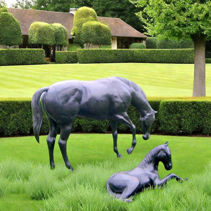 grazing Mare and Foal horse statue
