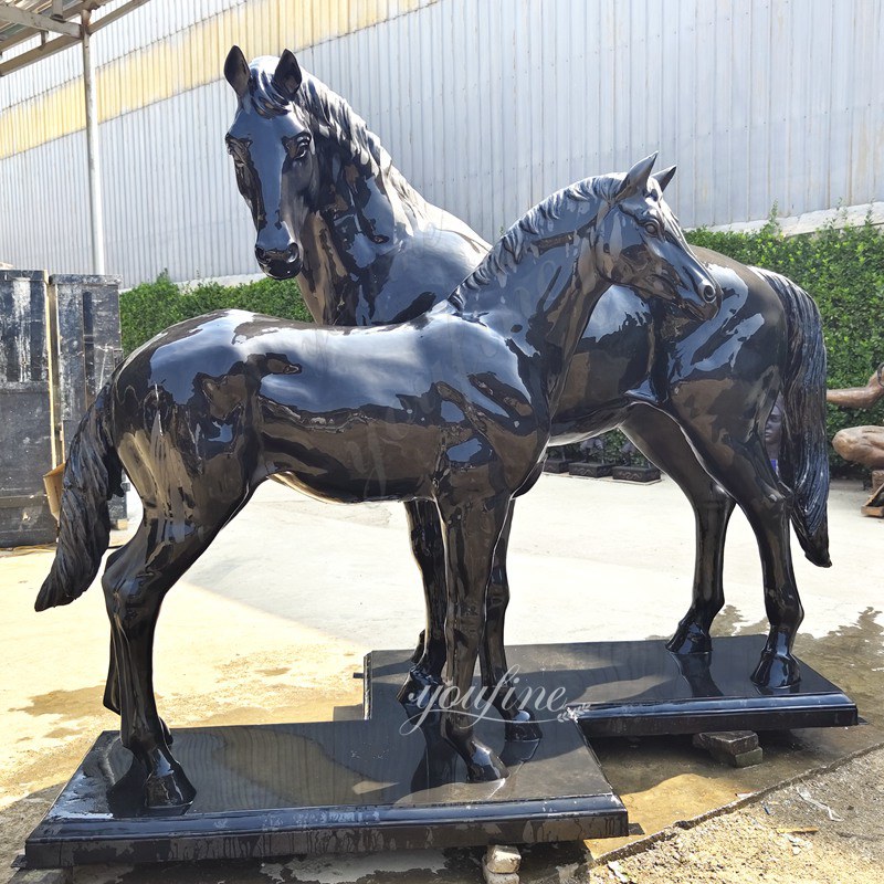 Bronze Black Mare and Foal Statue BOKK-218 - Bronze Animal Sculpture - 2