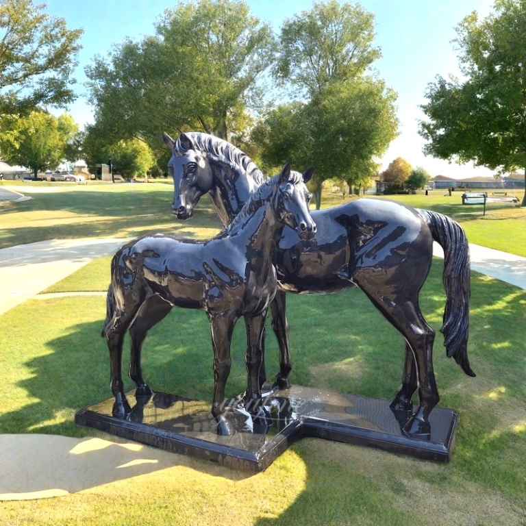 lifesize Mare and Foal Statue
