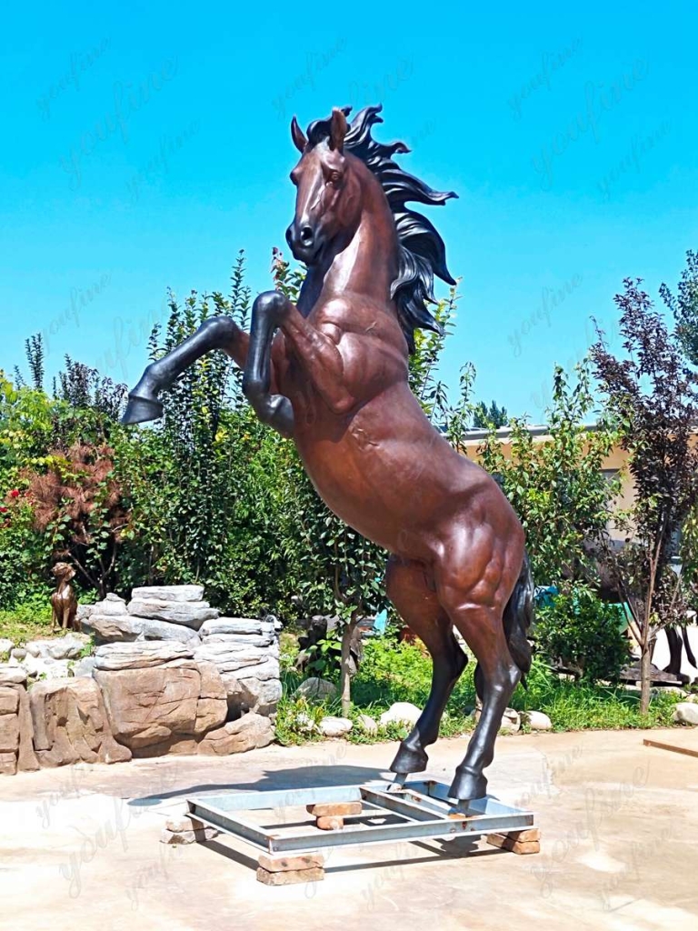 Outdoor Life-Size Metal Rearing Horse Statue BOKK-236 - Bronze Horse Statues - 12