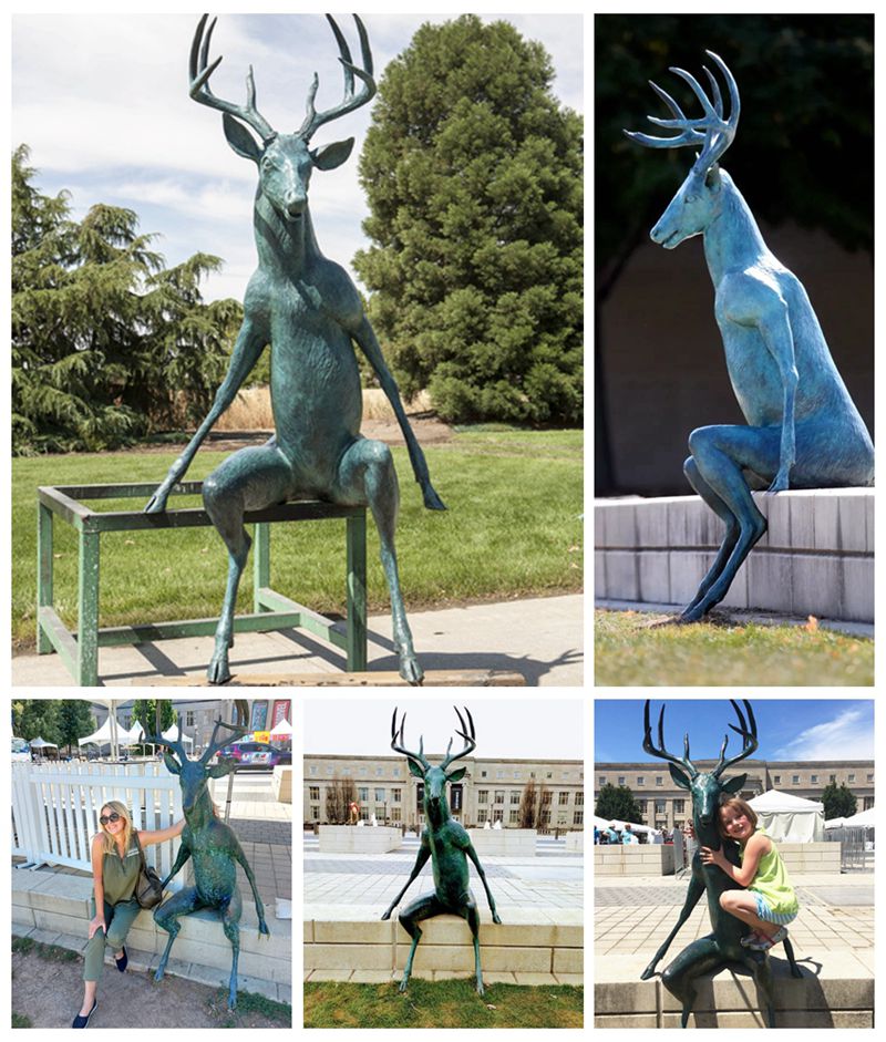 Life Size Bronze Sitting Scioto Lounge Deer Statue Foundry Price - Bronze Deer Sculpture - 6