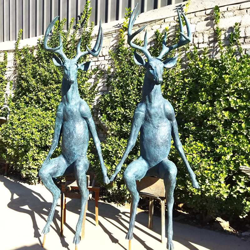 Life Size Bronze Sitting Scioto Lounge Deer Statue Foundry Price - Bronze Deer Sculpture - 8