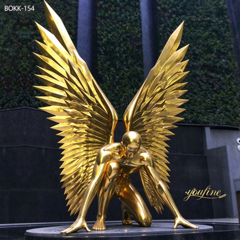 Modern Golden Kneeling Male Angel Statue BOKK-154