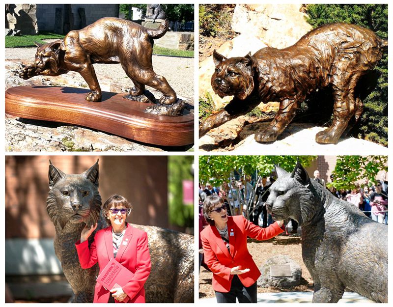 Bronze Large Bobcat Statue Wildlife School Mascot Manufacture - Bronze Wildlife Sculpture - 8