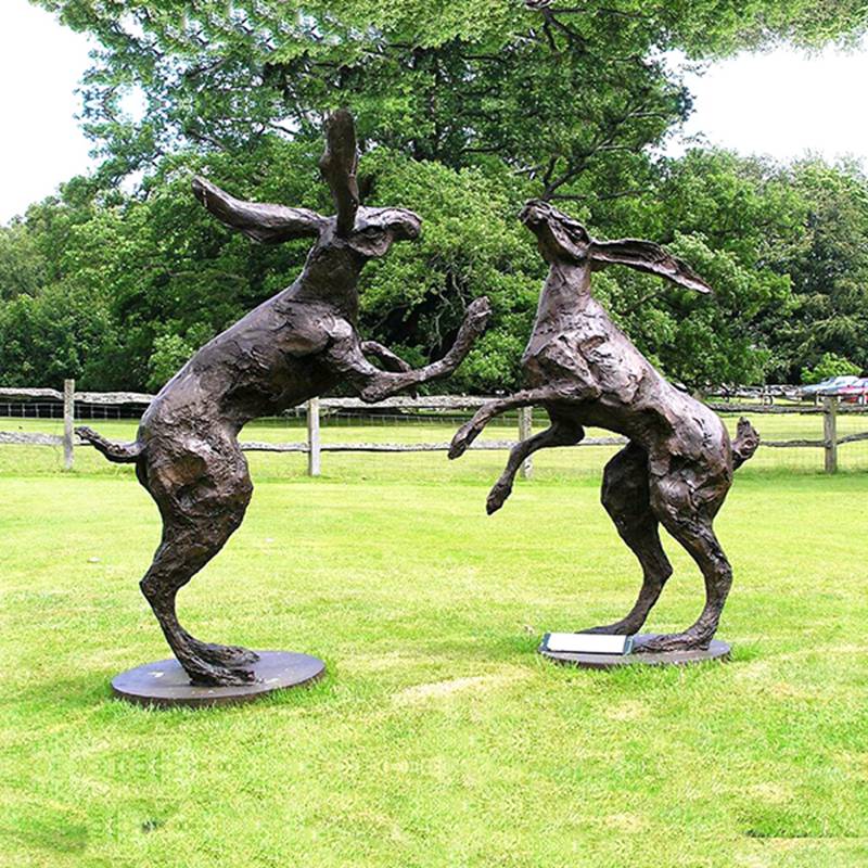 Bronze Boxing Hares statue