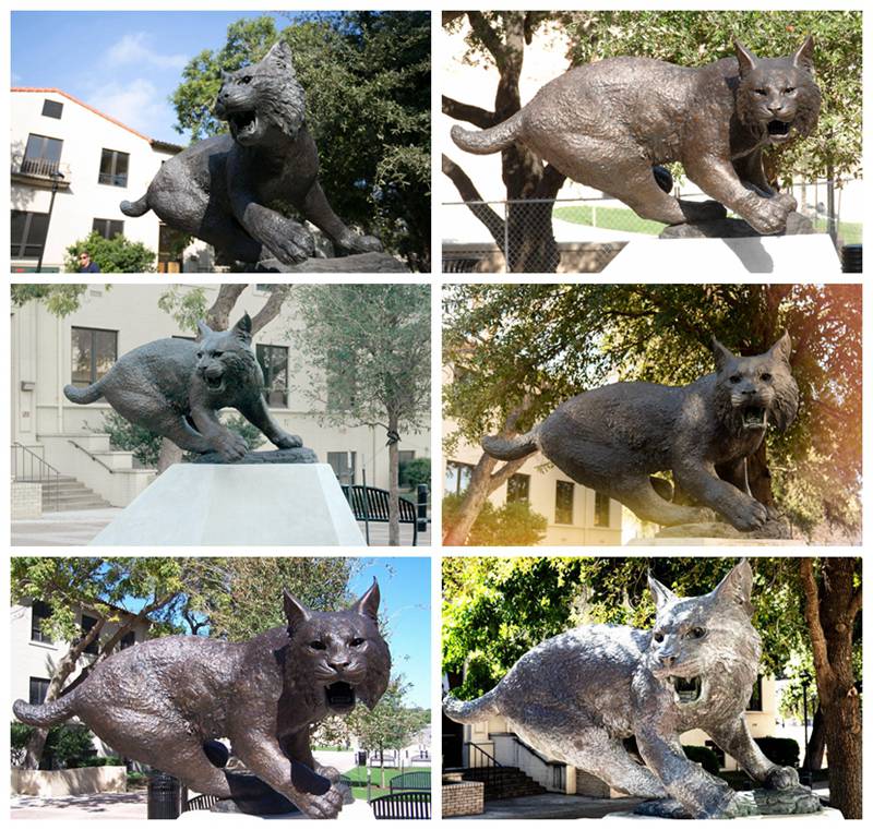 Bronze Large Bobcat Statue Wildlife School Mascot Manufacture - Bronze Wildlife Sculpture - 11