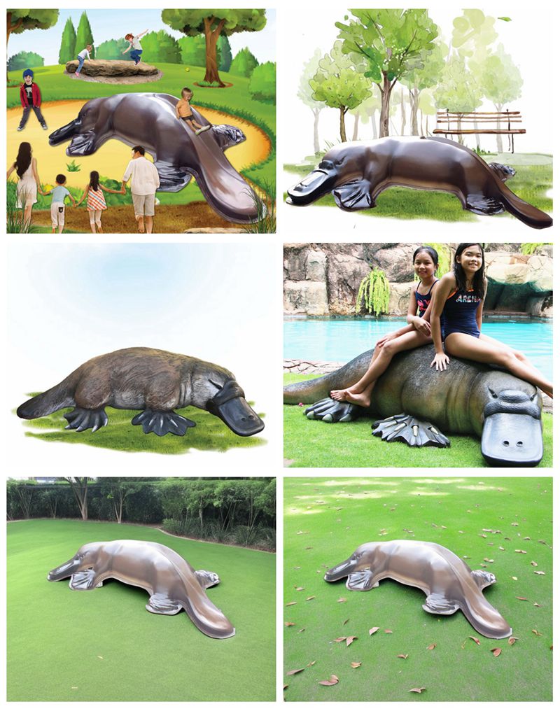 Bronze Large Platypus Statue Wild Animal Garden Ornament - Bronze Wildlife Sculpture - 8