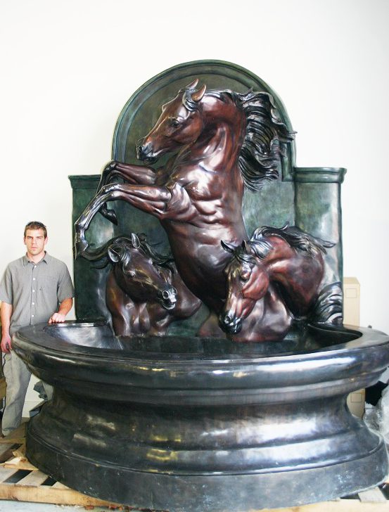 Three bronze Horse statue Wall Fountain