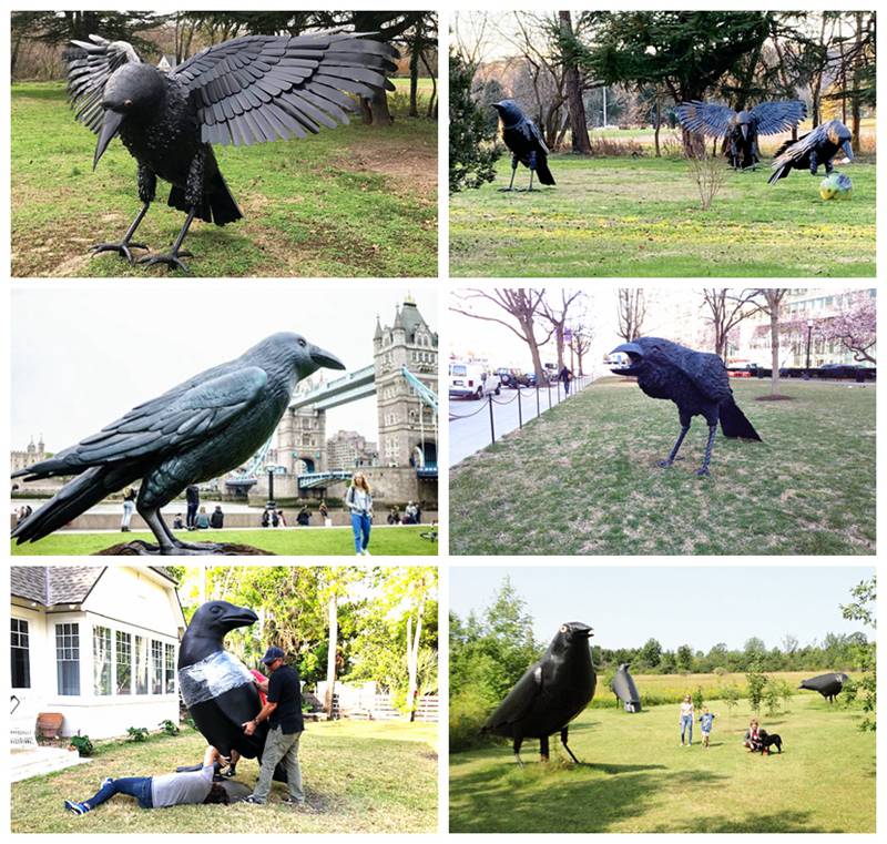 Large Bronze Raven Wildlife Statue Outdoor Decor - Bronze Wildlife Sculpture - 6
