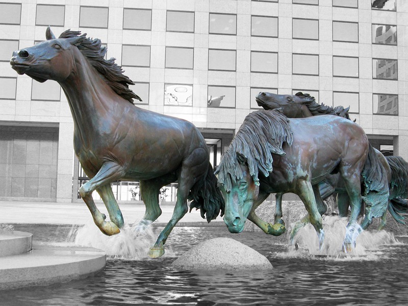 bronze Mustangs Sculpture Texas Horse Fountain