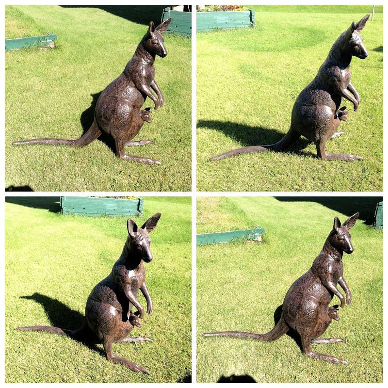 Australian Bronze Kangaroo Male Standing Animal Statue Garden Art - Bronze Wildlife Sculpture - 5