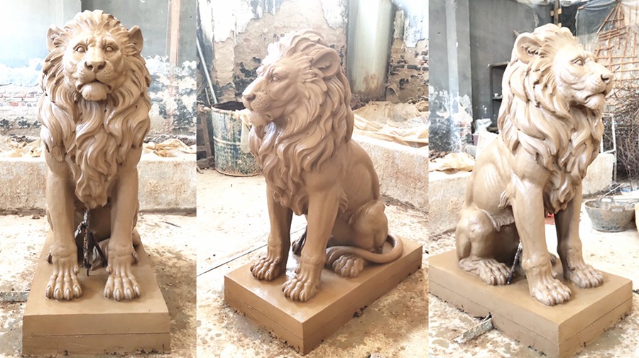Bronze Lion Statue Home Decor BOK1-229 - Bronze Lion Statues - 4