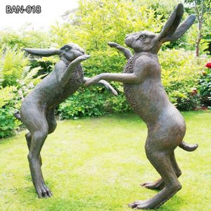 Large Bronze Boxing Hares Garden Ornament Michael Simpson Art