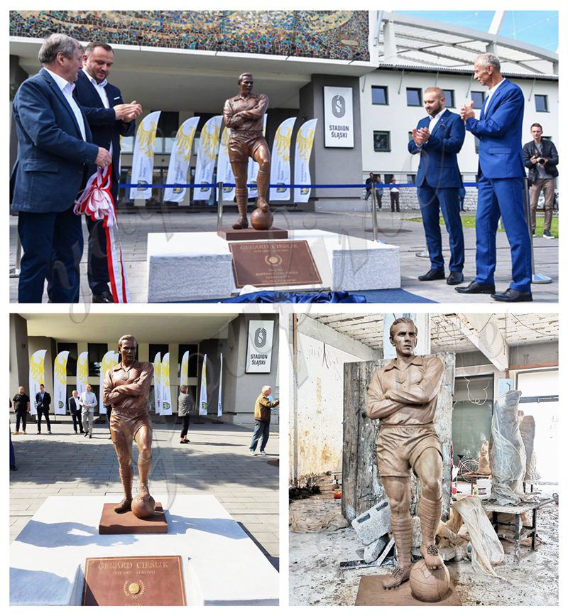 football player bronze statue