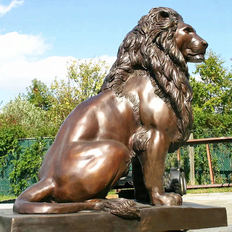 standing bronze lion statue