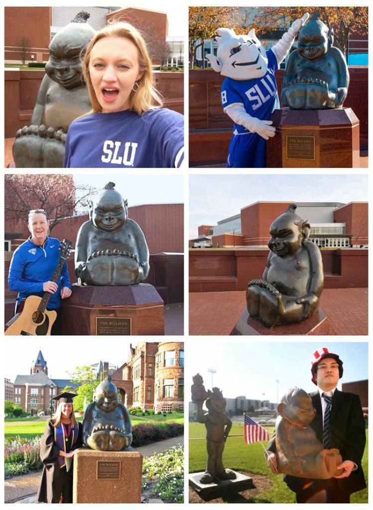 Bronze Billiken Statue SLU School Mascot Drury Plaza Garden Decor - University & School Sculpture - 3