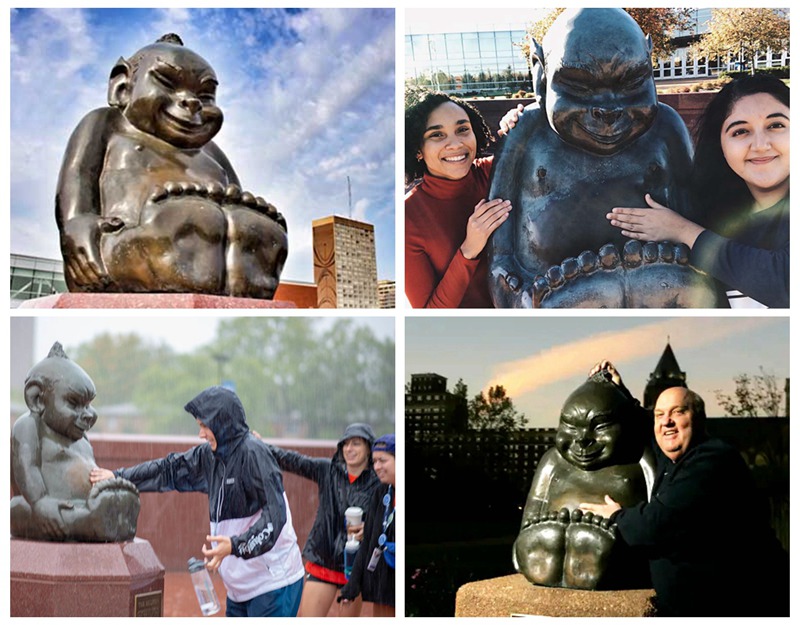 Bronze Billiken Statue SLU School Mascot Drury Plaza Garden Decor - University & School Sculpture - 6
