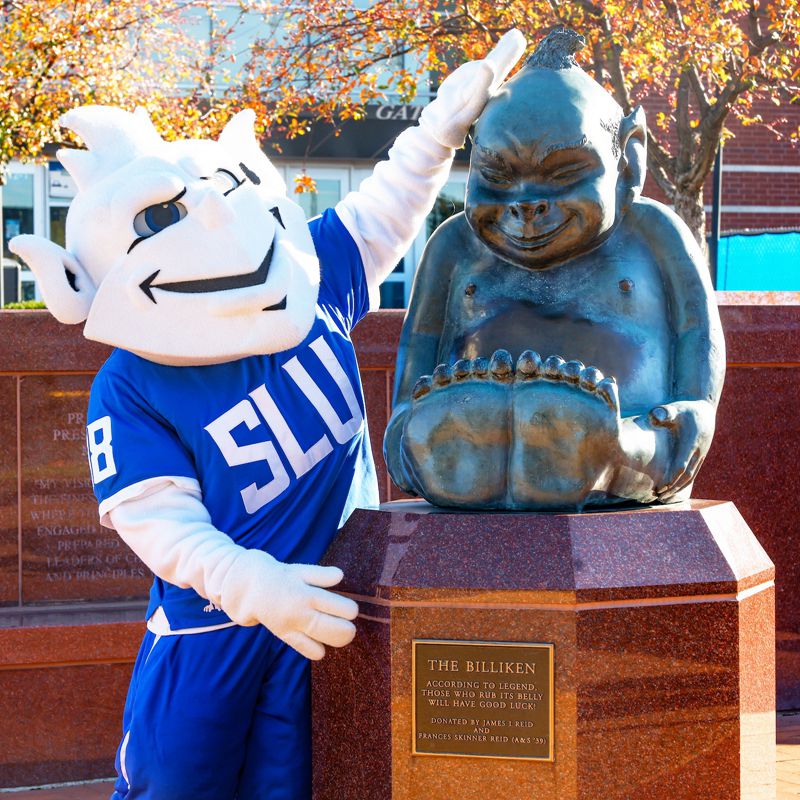 Bronze Billiken Statue SLU School Mascot Drury Plaza Garden Decor - University & School Sculpture - 1