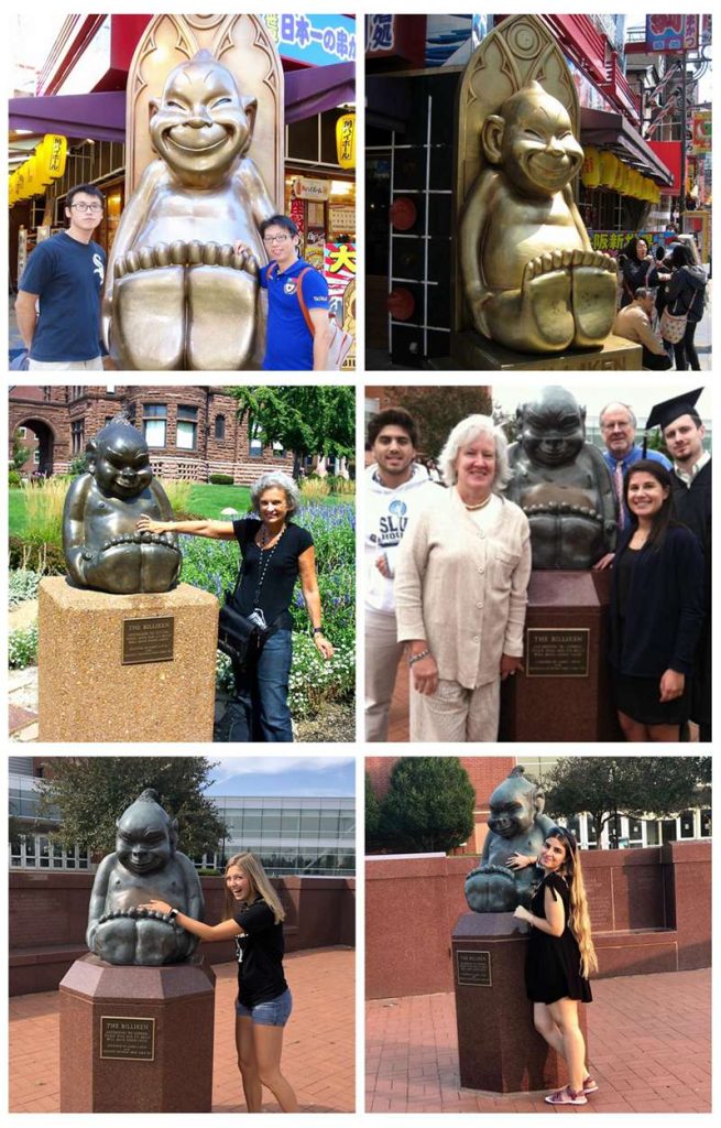 Bronze Billiken Statue SLU School Mascot Drury Plaza Garden Decor - University & School Sculpture - 5