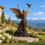 Life Size Bronze Angel with Dove Statue