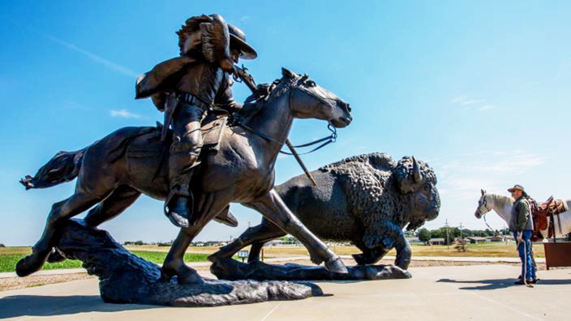 life-size bronze sculpture of Buffalo Bill