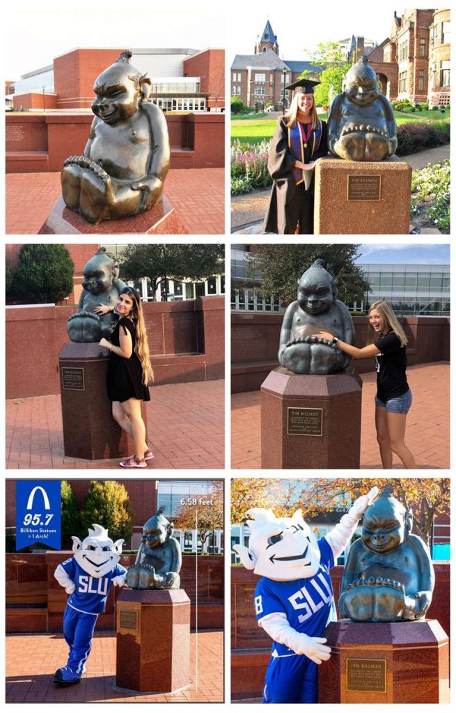 Bronze Billiken Statue SLU School Mascot Drury Plaza Garden Decor - University & School Sculpture - 4