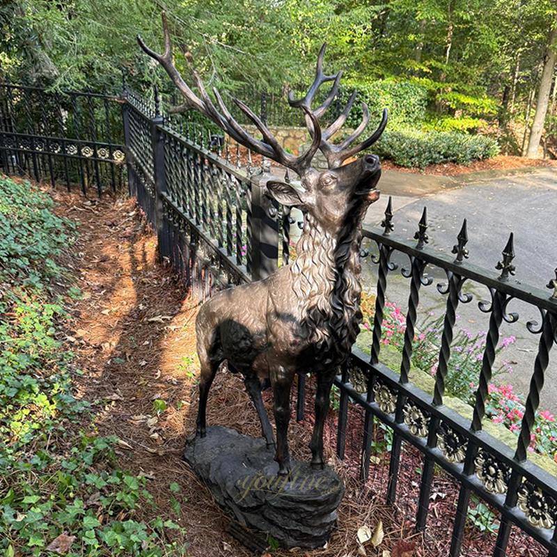 Climbing Mountain Bronze Stag Statue BOKK-269 - Bronze Deer Sculpture - 5