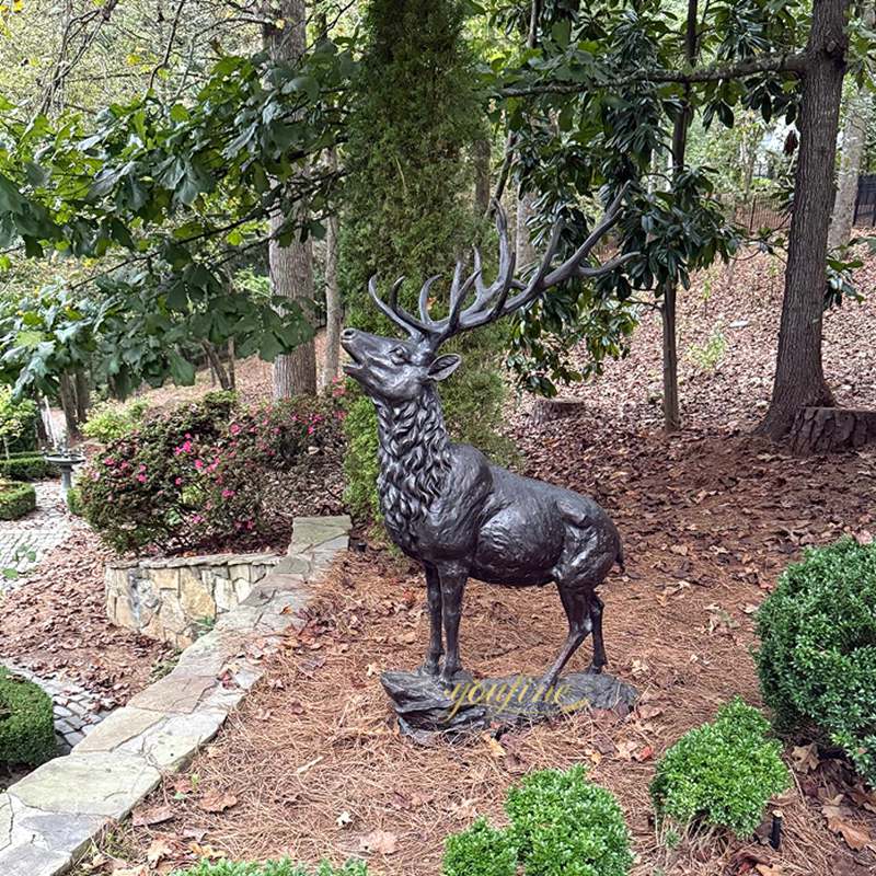 Climbing Mountain Bronze Stag Statue BOKK-269 - Bronze Deer Sculpture - 6