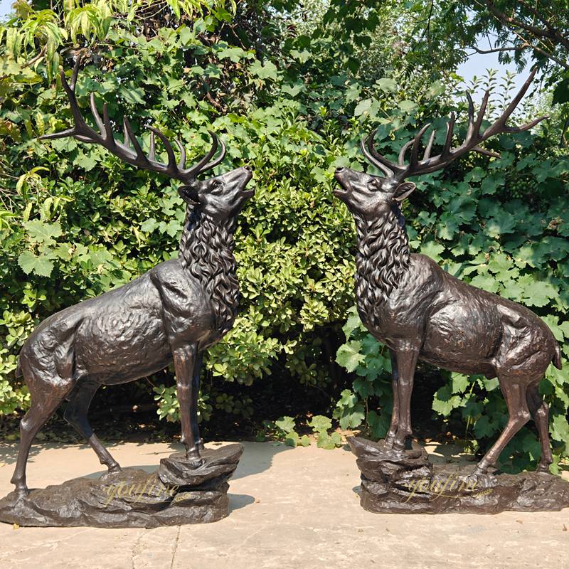 Climbing Mountain Bronze Stag Statue BOKK-269 - Bronze Deer Sculpture - 1