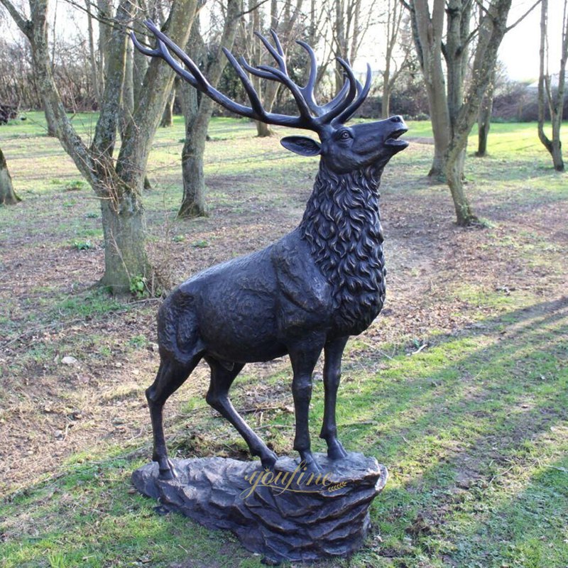 Climbing Mountain Bronze Stag Statue BOKK-269 - Bronze Deer Sculpture - 8
