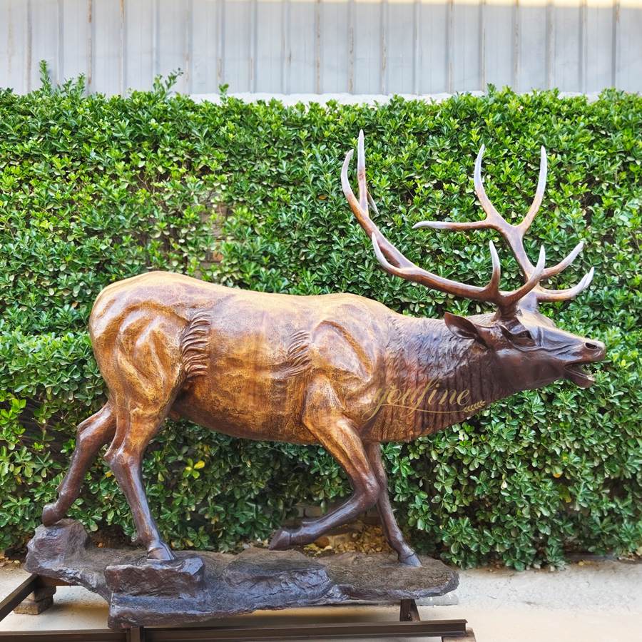 lifesize Go Down the Mountain Outdoor Elk Sculpture