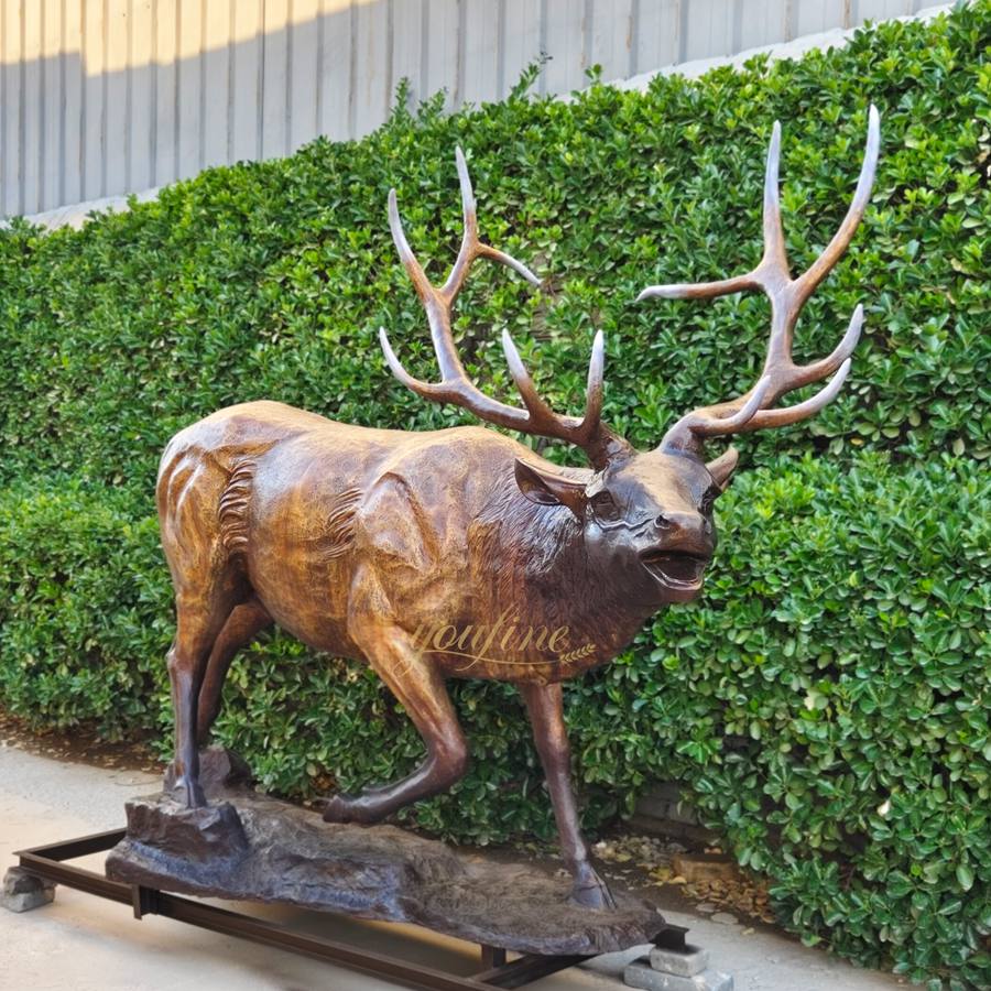 The Ultimate Guide to Bronze Deer, Stag, Elk, and Moose Sculptures in Western Art and Landscape - Blog - 14 lifesize Go Down the Mountain bronze Elk Statue