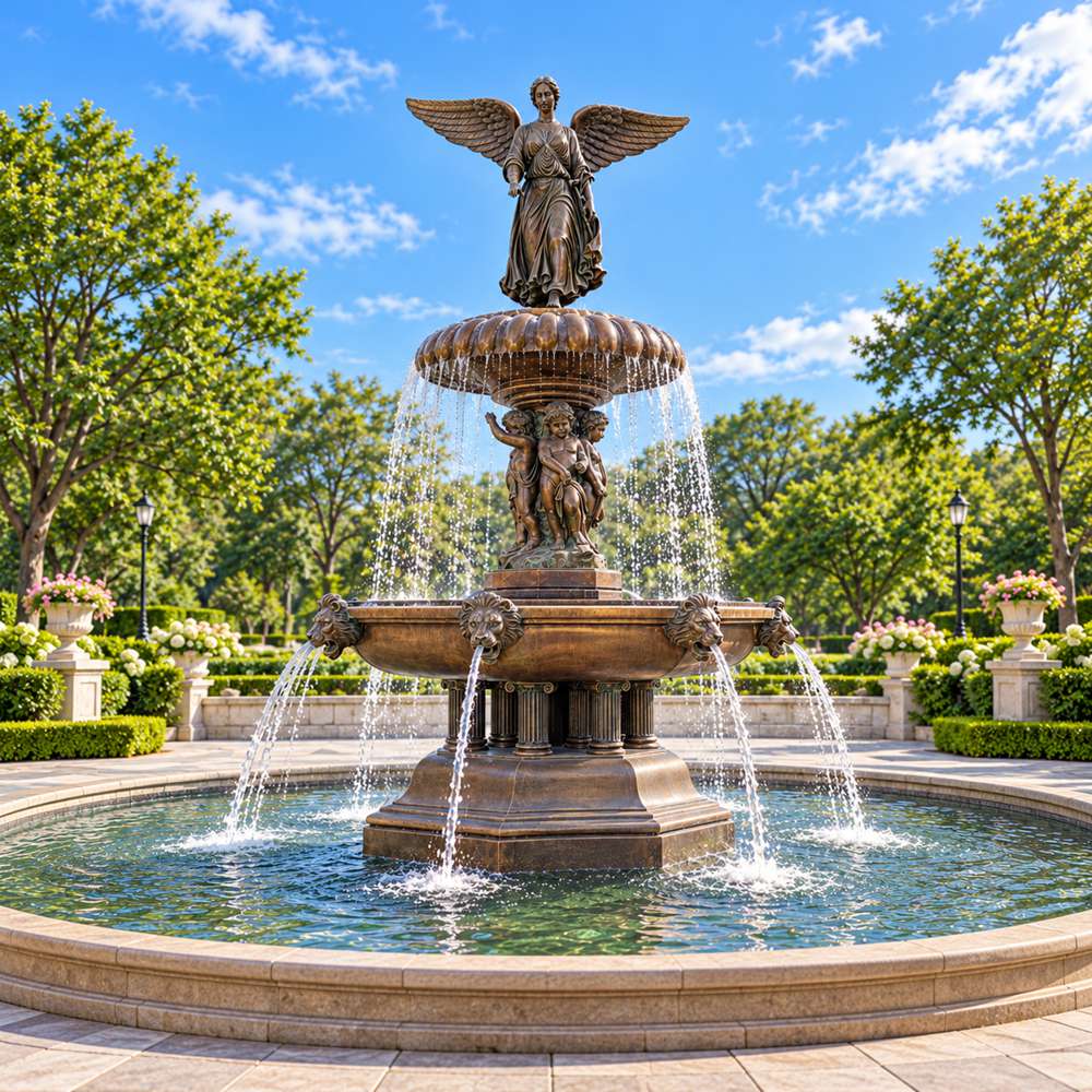 Large Outdoor Bronze Angel Water Fountain for park