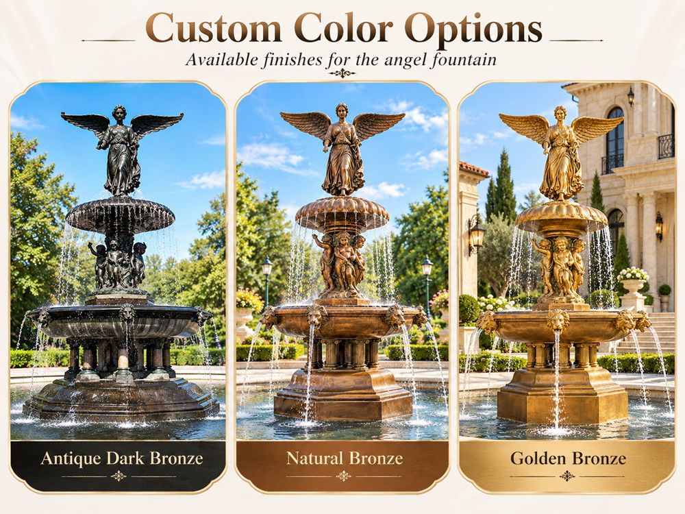 custom color of Large Outdoor Bronze Angel Water Fountain