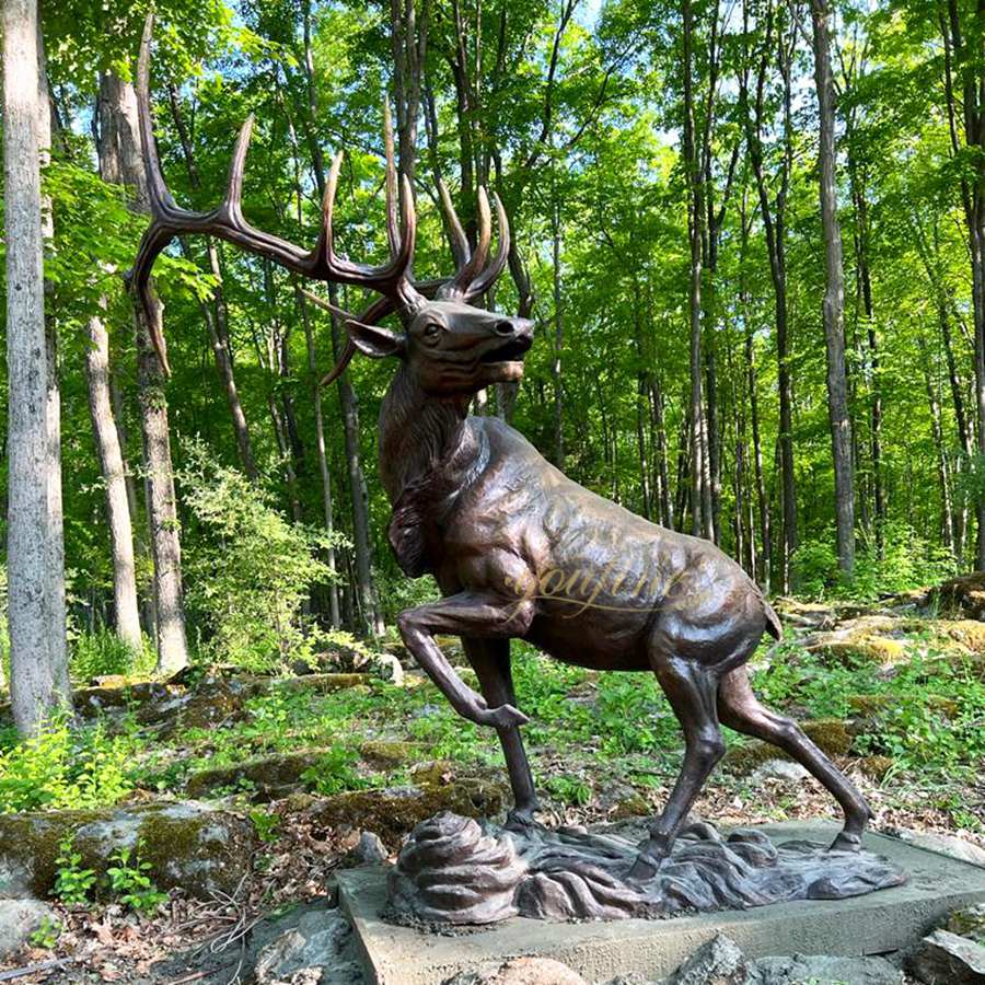 Go Down the Mountain Outdoor Elk Statue BOKK-265 - Bronze Deer Sculpture - 4 lifesize Mountain elk sculpture