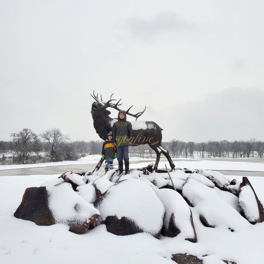 How to Choose a Reliable Bronze Deer Statue Supplier? - Blog - 10 lifesize Outdoor Elk Statue feedback in snow