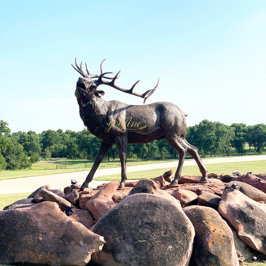 Go Down the Mountain Outdoor Elk Statue BOKK-265 - Bronze Deer Sculpture - 7 lifesize Outdoor Elk Statue feedback