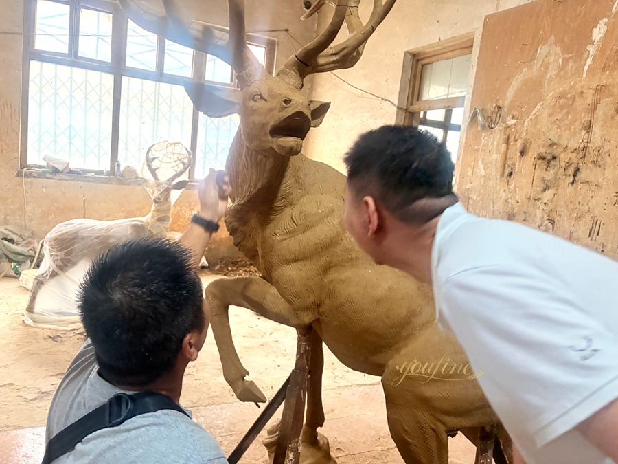 Buy Full Size Bronze Roaring Elk Statue BOKK-273 - Bronze Deer Sculpture - 6 elk statue clay model