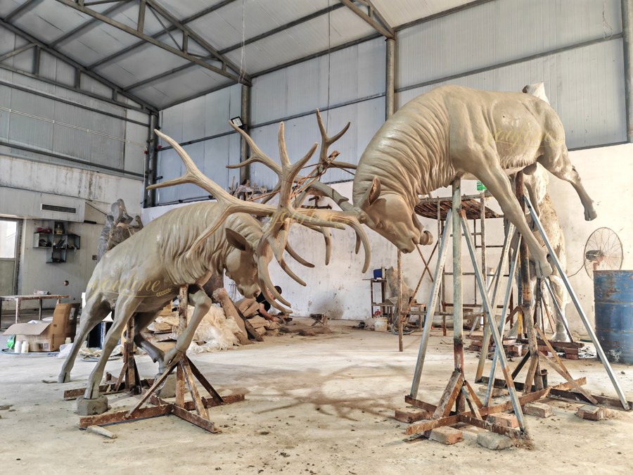 fighting elk statue clay model