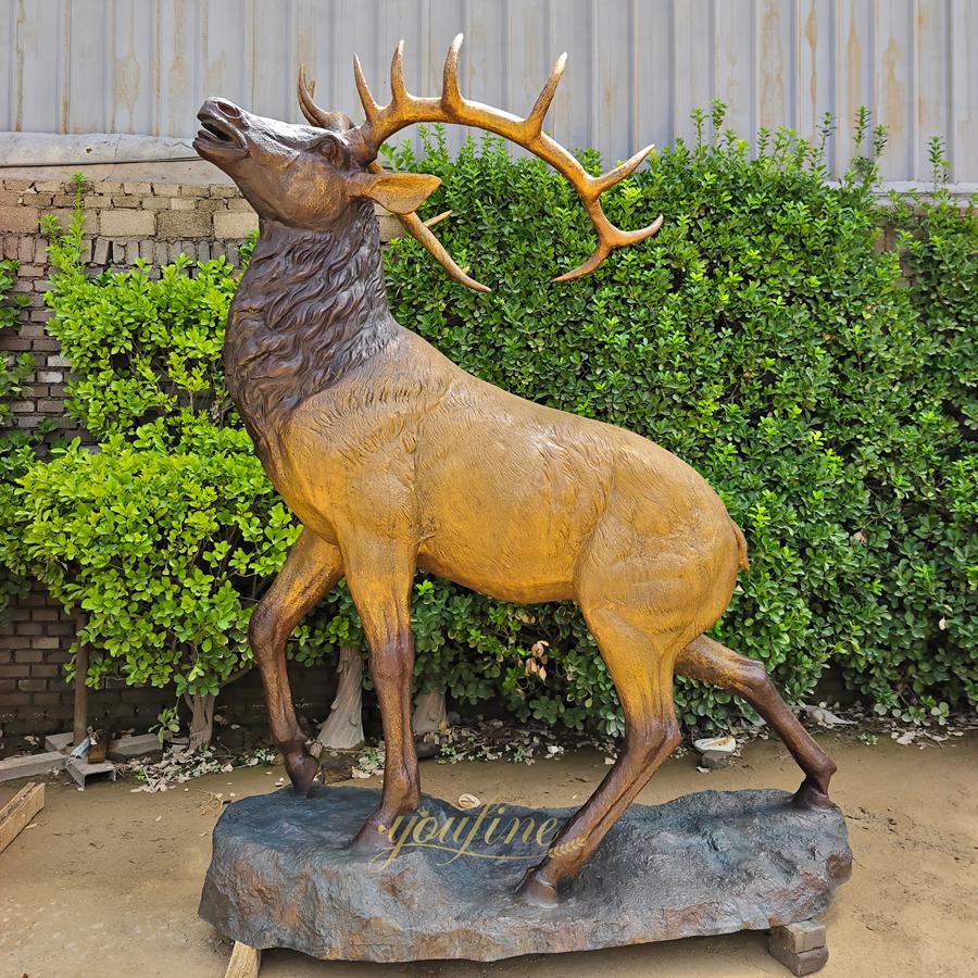 realistic large Bronze Roaring Elk sculpture
