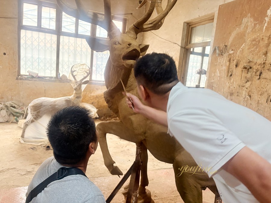 Buy Full Size Bronze Roaring Elk Statue BOKK-273 - Bronze Deer Sculpture - 5 elk statue clay model