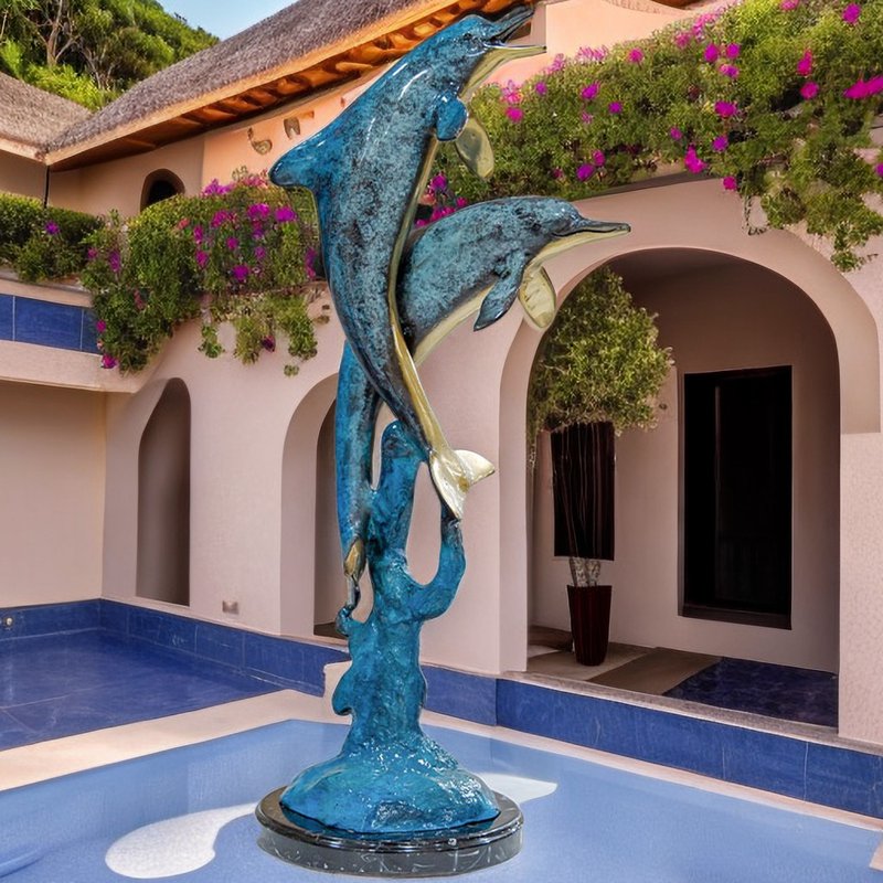 Bronze Life Size Garden Dolphin Statues Swimming Pool Decoration - Bronze Dolphin Sculpture - 2